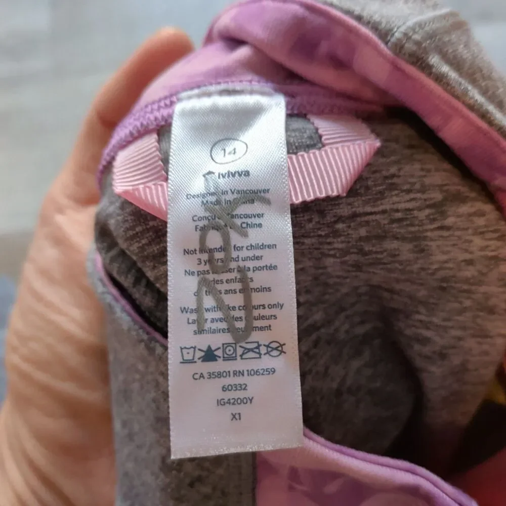 Ivivva By Lululemon Girls size X1 Perfect Your Practice jacket Thumbholes Grey